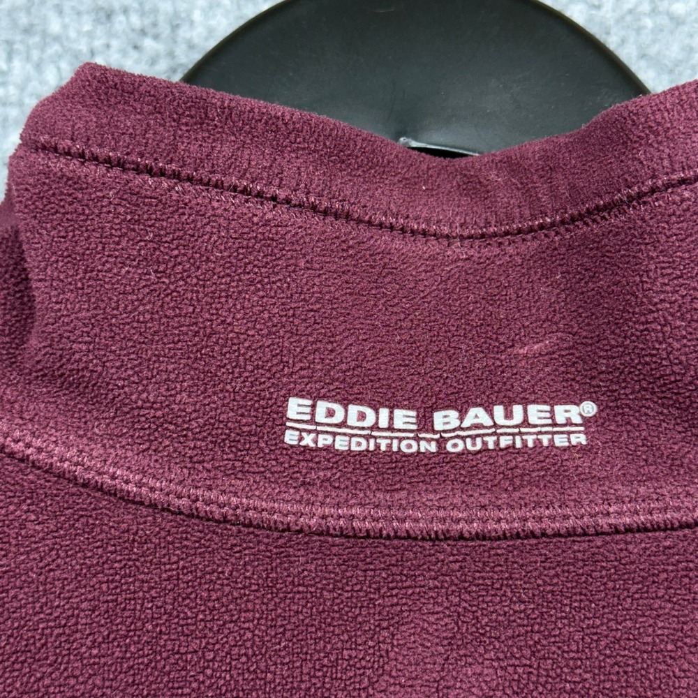 Eddie Bauer First Ascent Mens L Pullover Fleece Jacket Burgundy Quarter Zip - Picture 5 of 8